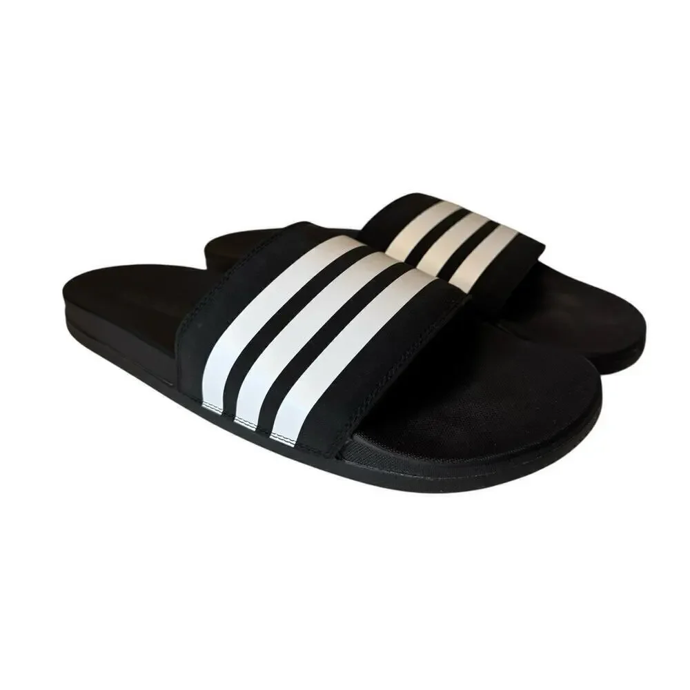 Adidas NEW Adilette Black & White Comfort Slides Sandals Men Size 12
